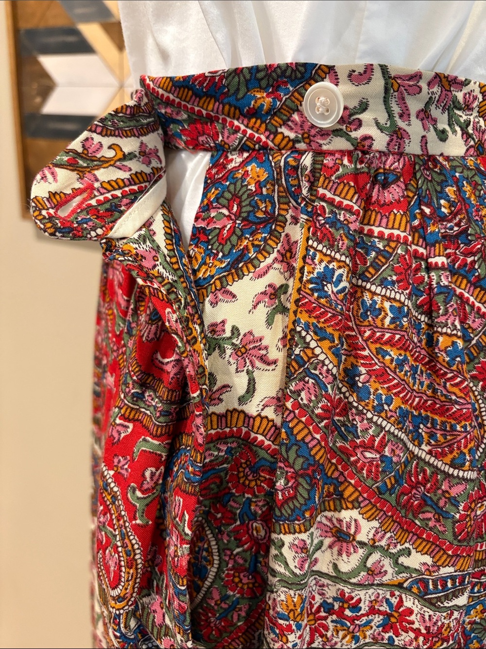 Vintage Ralph Lauren Blue Label 90s Red Long Paisley Skirt size 4 - Picture 9 of 13